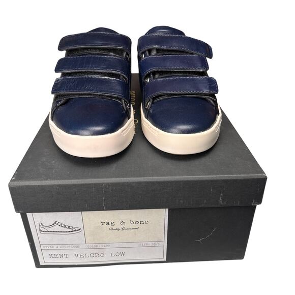 Rag & Bone Kent Low Top Leather Sneakers Navy Blue size 35/5 - Picture 10 of 11